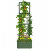 Outsunny Galvanized Raised Garden Bed With 4-tier Trellis Tomato Cage Green