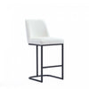 Serena Modern Metal Upholstered Counter Stool in White Armoire
