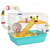 PawHut Hamster Cage 3 Tiers Small Animal House for Dwarf Hamster Gerbil Cage with Complete Tunnels, Water Bottle, Exercise Wheel, Food Dish, Ramps, Hut, 18\" x 11\" x 15\", Light Blue