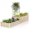 Costway 87\" Raised Garden Bed With Trellis 2 Planter Boxes Open-ended Base For Patio