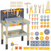 Qaba Kids Workbench, Kids Tool Set, 49 Piece Kids Tool Bench, Pretend Play Construction Workshop Toys Education Gift For Boys Girls 3-6 Years, Light Blue