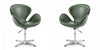 Raspberry Modern Upholstered Swivel Lounge Chair in Forest Green - Set of 2 Accent Chair