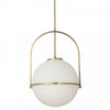 Dainolite Paola 1 Light Pendant Large Aged Brass White Opal Glass Lamp