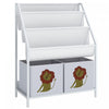 Qaba Kids Bookshelf, 3-Tier Sling Bookshelf with Toy Storage, Montessori Toy Organizer with Non-Woven Drawers for Kids Room, Nursery, Playroom, Ages 3-8 Years, White