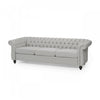 Colin Fabric 3 Seater Sofa With Tufted Back And Nailhead Trim - Grey