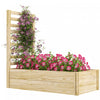 Outsunny 43\" Raised Garden Bed Wooden, Planters Box With Trellis, Natural