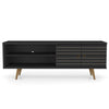 Manhattan Comfort Liberty 62.99\" Mid-Century Modern TV Stand with 3 Shelves & 2 Doors - Black