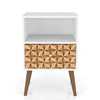 Manhattan Comfort Liberty Mid-Century Modern Nightstand with Cubby Space & Drawer - White & Brown