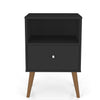 Manhattan Comfort Liberty Mid-Century Modern Nightstand with 1 Cubby Space & Drawer - Black