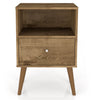 Manhattan Comfort Liberty Mid-Century Modern Nightstand with 1 Cubby Space & Drawer - Rustic Brown