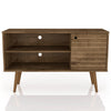 Manhattan Comfort Liberty 42.52\" Mid-Century Modern TV Stand with 2 Shelves & 1 Door - Rustic Brown & Yellow