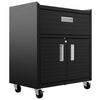 Manhattan Comfort Fortress Textured Metal 31.5\" Garage Mobile Cabinet with Drawer & 2 Adjustable Shelves - Charcoal Grey