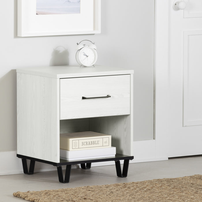 Arlen 1-drawer Nightstand - White Pine And Black Matte