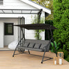 Outsunny Patio Swing Chair, 3 Person Convertible Hammock, Dark Grey