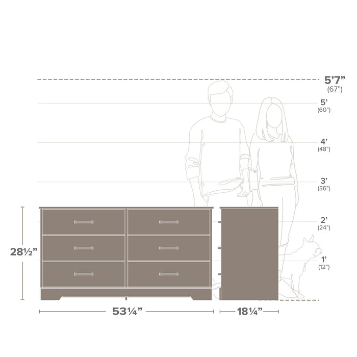 Prepac Rustic Ridge Farmhouse 6-Drawer Dresser - Black