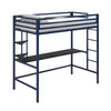 Novogratz Maxwell Metal Twin Loft Bed with Desk - Blue Black
