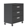 Manhattan Comfort Fortress Textured Metal 31.5\" Garage Mobile Chest with 3 Drawers - Charcoal Grey