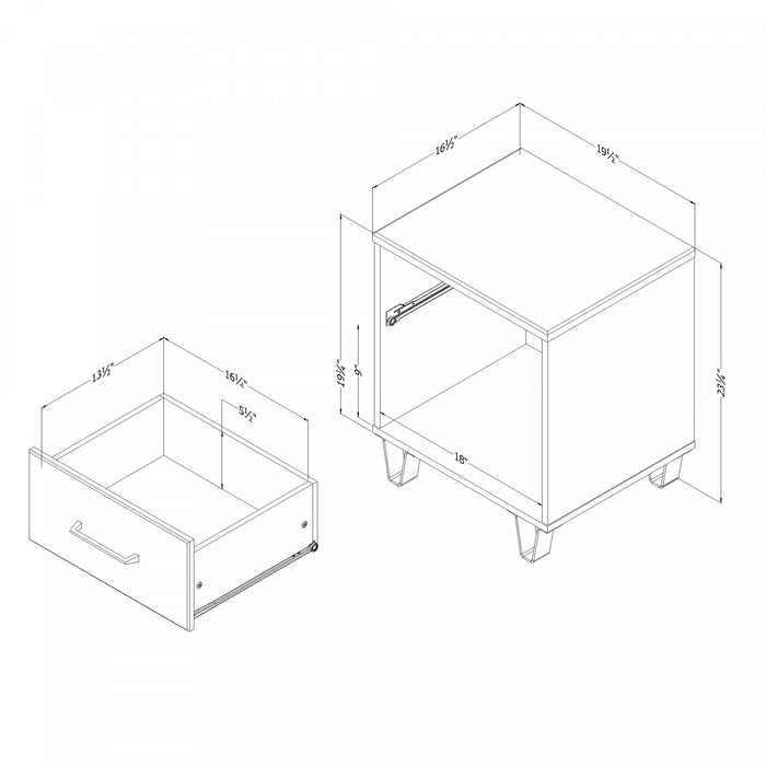 Arlen 1-drawer Nightstand - White Pine And Black Matte
