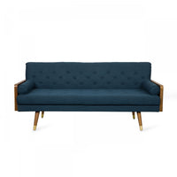 Aidan 3-seater Tufted Fabric Sofa With Foam Cushions - Navy Blue