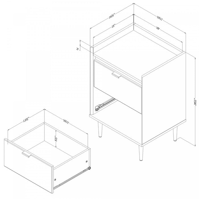 Hype 2-drawer Nightstand - Winter Oak
