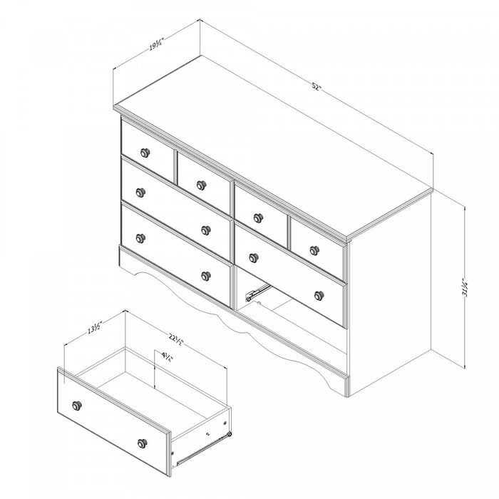 Summer Breeze 6-Drawer Dresser - White Pine