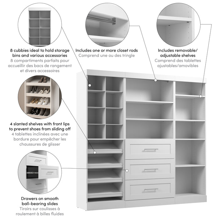 Bestar Pur 86 W Closet Organizer System - White