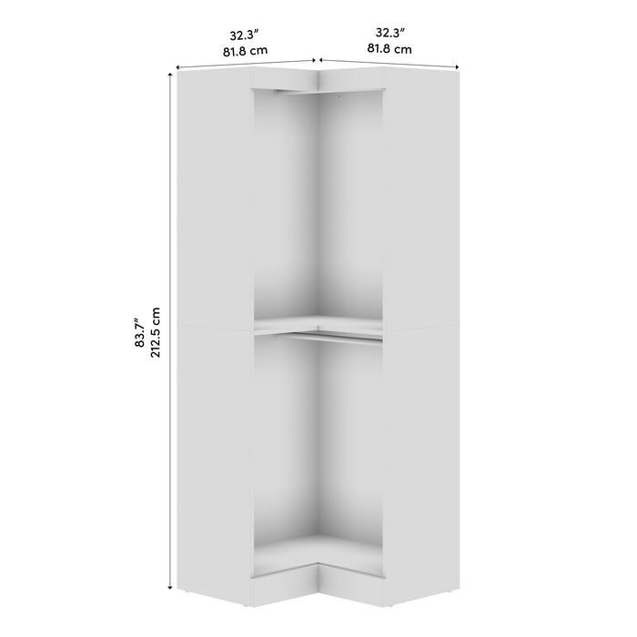 Bestar Pur 33 W Corner Closet Organizer - Bark Grey