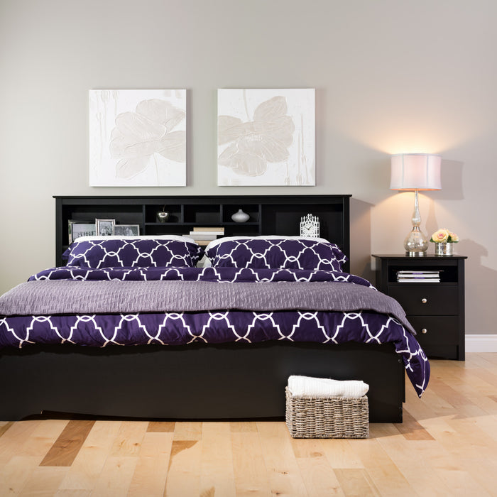 Jade Tall 2-Drawer Nightstand - Black