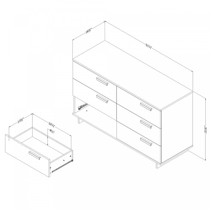 Cavalleri 6-drawer Dresser - Nordik Oak