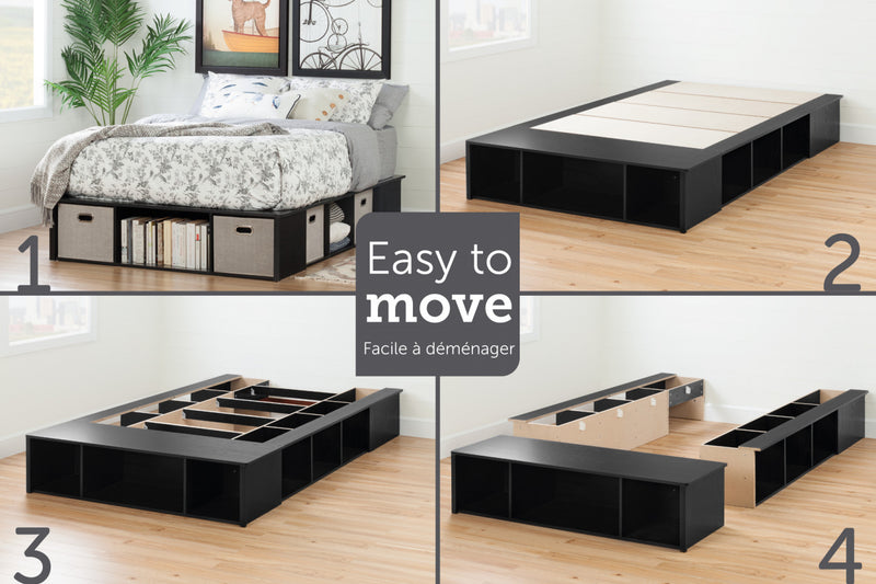 Flexible Storage Platform Bed With Baskets - Black Oak