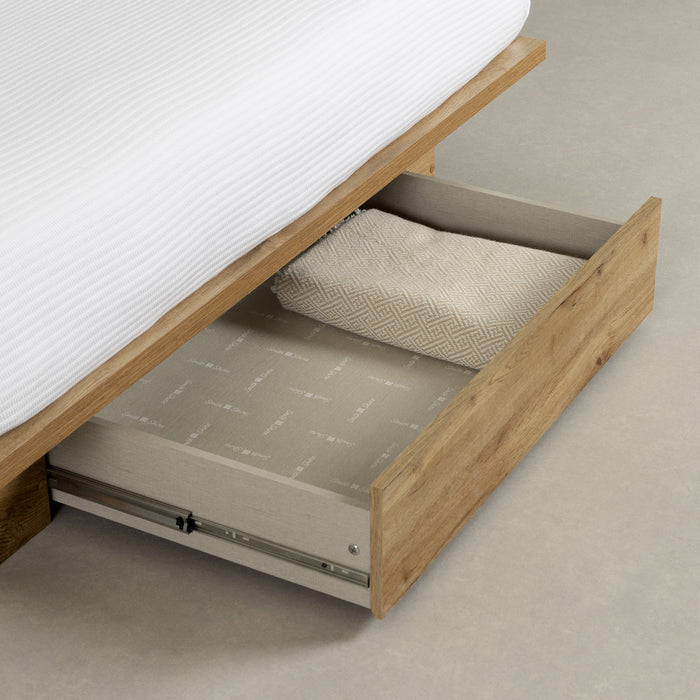 Musano Queen Platform Bed with Drawer - Nordik Oak