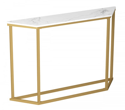 44” Modern Console Table - Marble With Gold Finish | Console moderne de 44 po - marbre avec fini doré