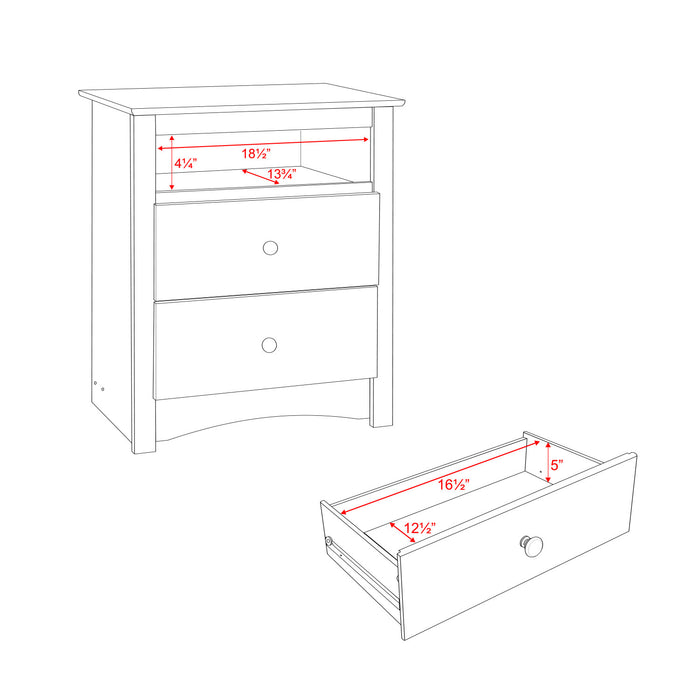 Jade Tall 2-Drawer Nightstand - Black