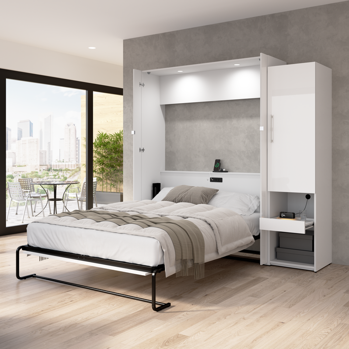 Bestar Avalon Queen Murphy Bed & Storage Cabinet with Pull-Out Shelf (87 W)
