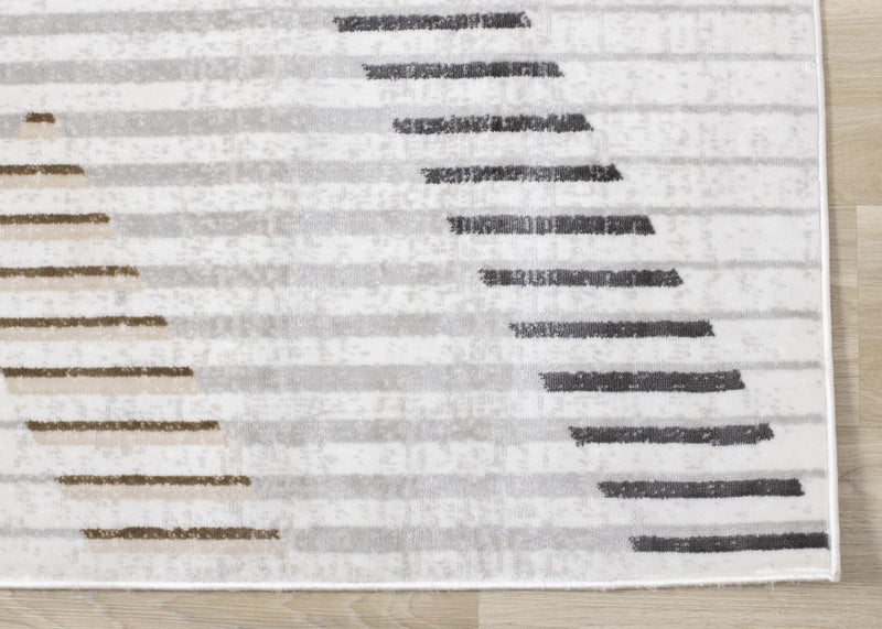 Washable Multi-Coloured Basketweave Lines Area Rug - 7'10\" x 10'6\"