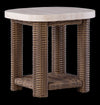 Banff Outdoor Patio End Table - Resin Wicker & Aluminum, Weather Resistant - Brown/Beige