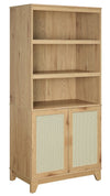 Manhattan Comfort Sheridan Modern Cane Bookcase with Adjustable Shelves - Natural