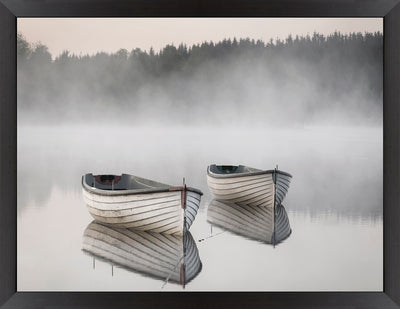 Pair of Boats Framed Linen Finish Art – 27" x 35" | Œuvre d’art encadrée au fini lin « Pair of Boats » - 27 po x 35 po