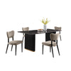 Kort & Co. Capri 5pc Dining Set with Table & 4 Chairs, Gold Accent, Pedestal Base, 72\"W – Taupe