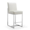 Manhattan Comfort Element 37.2\" Polished Chrome Stainless Steel Counter Height Barstool - Pearl White