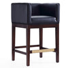 Manhattan Comfort Kingsley 34\" Beech Wood Counter Height Barstool - Black & Dark Walnut