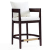 Manhattan Comfort Ritz 34\" Beech Wood Counter Height Barstool - Ivory & Dark Walnut