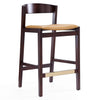 Manhattan Comfort Klismos 36.75\" Beech Wood Counter Height Barstool - Camel & Dark Walnut