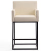 Manhattan Comfort Ambassador 38\" Metal Counter Height Barstool - Cream & Black