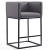 Manhattan Comfort Embassy 34\" Metal Counter Height Barstool - Grey & Black