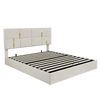 Joyce Upholstered Platform Bed With Hydraulic Storage And Velvet Frame,queen Size,beige Queen Bed