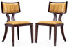 Manhattan Comfort Set of 2 Pulitzer Faux Leather Dining Chairs - Camel & Walnut