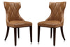 Manhattan Comfort Set of 2 Reine Faux Leather Dining Chairs - Saddle & Walnut