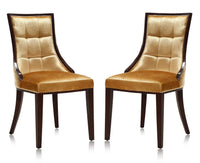 Manhattan Comfort Set of 2 Fifth Avenue Velvet Dining Chairs - Antique Gold & Walnut