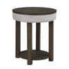 Elroy 21\" Rustic Round Lift Top End Table With Shelf - Brown and Grey with Fabric Edge